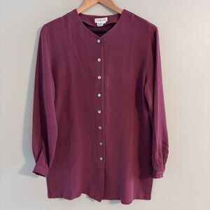 VTG Talbots 100% Silk Shirt Tunic Women's 6 Classic Minimalist Valentine’s